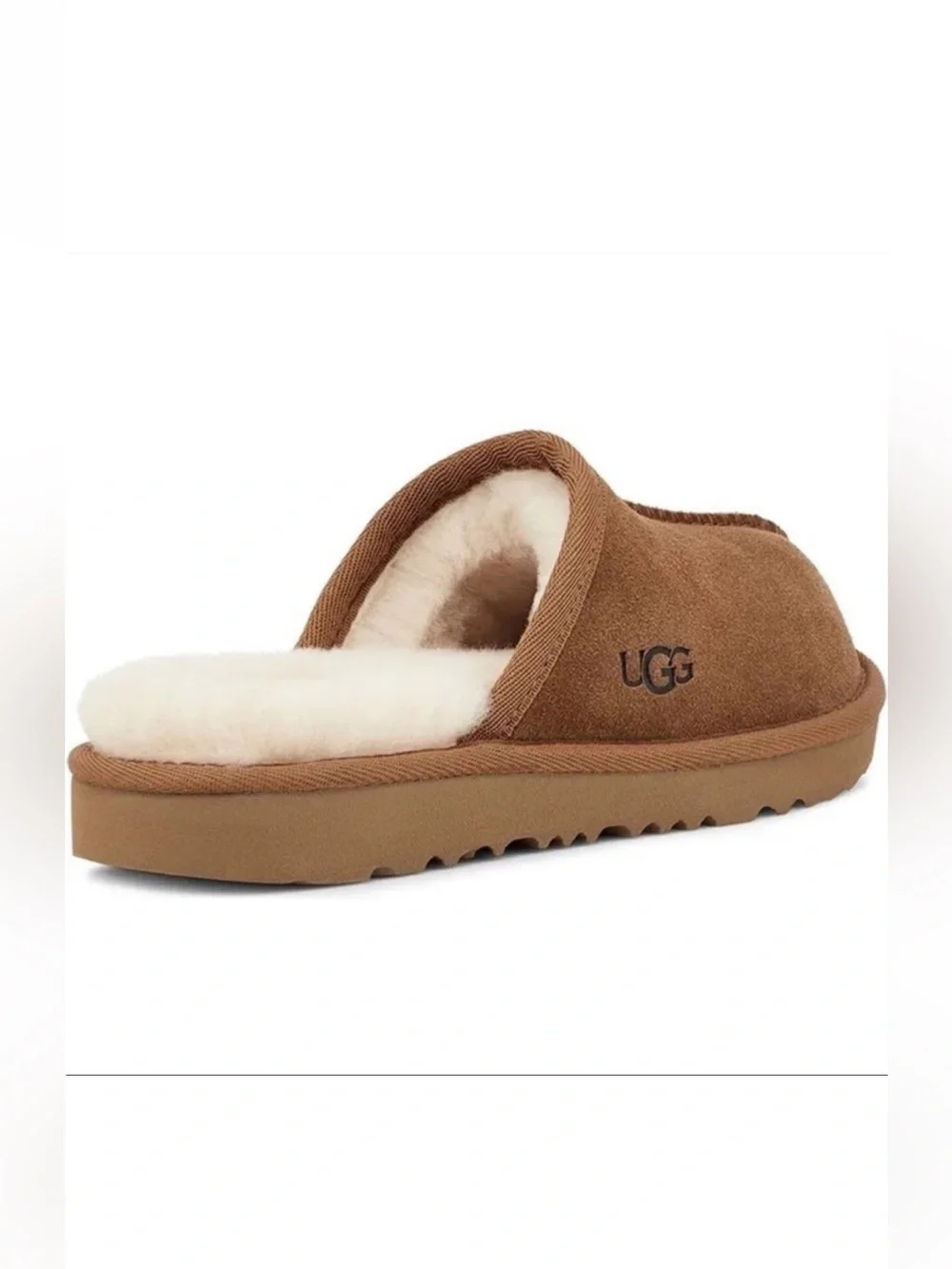 UGG Keegan Chestnut Suede Shearling Slide Slippers Kids 10M Cozy House Shoes